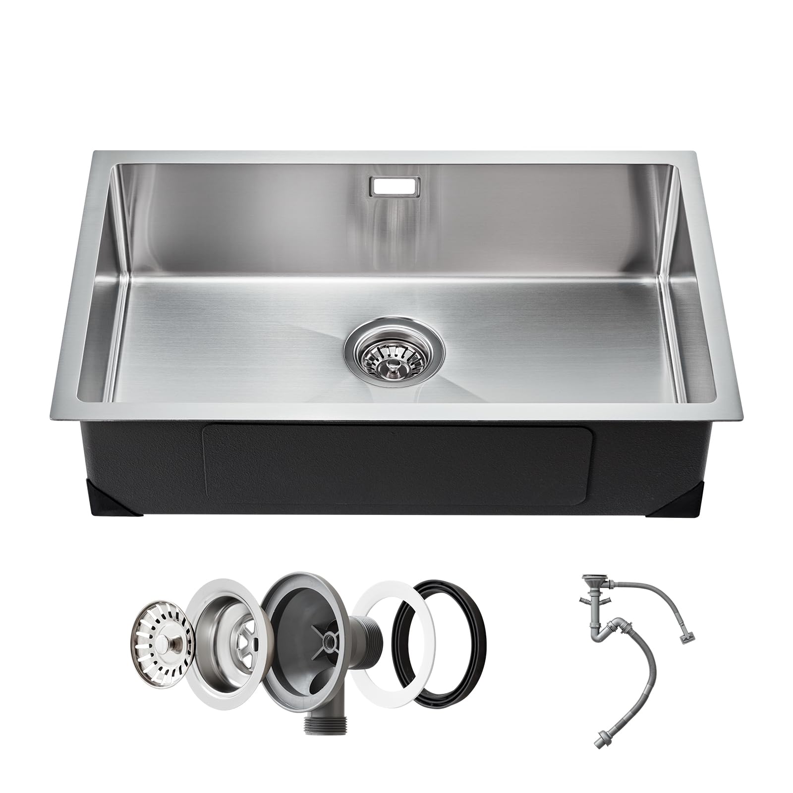 VEVOR Fregadero de Cocina bajo Encimera Acero Inoxidable 304, Lavabo de Granja de Un Solo Tazón con Accesorios, Fregaderos de Lavavajillas Domésticos para RV, Cocina de Preparación, 760 x 430 x 190 mm