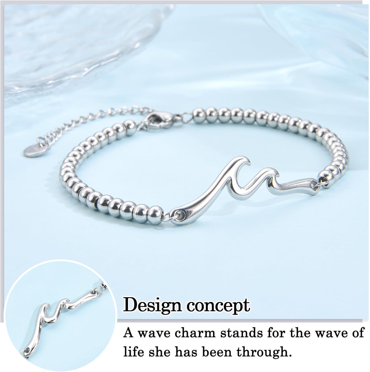 Birthday Gifts for Women Her, Cool Wave Bracelet Gifts for 30th-80th Birthday Woman Mom Wife Grandma Daughter Best Friend with Happy Birthday Card - Image 2