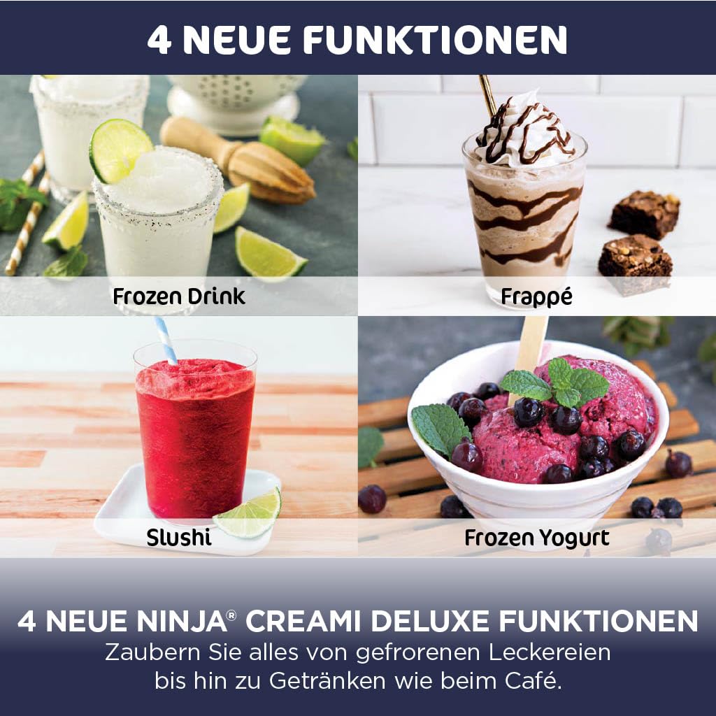 Ninja CREAMi Deluxe Eismaschine NC502EUSTGD 10 Funktionen 2 Behälter Dessert & Ice Cream Maker Stone Gold