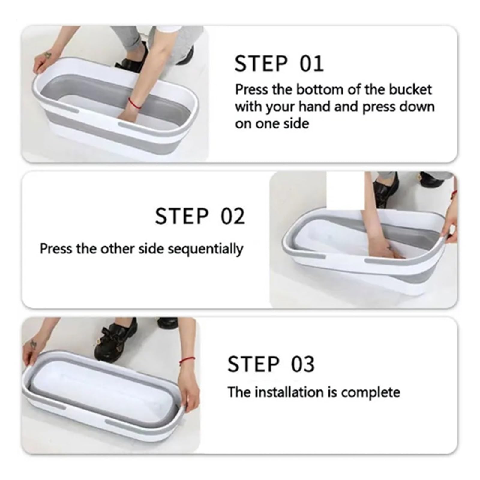 Compatibile con secchio da pesca rettangolare, bacinella portatile in plastica, pieghevole, salvaspazio, grande capacità, for campeggio, viaggio, picnic