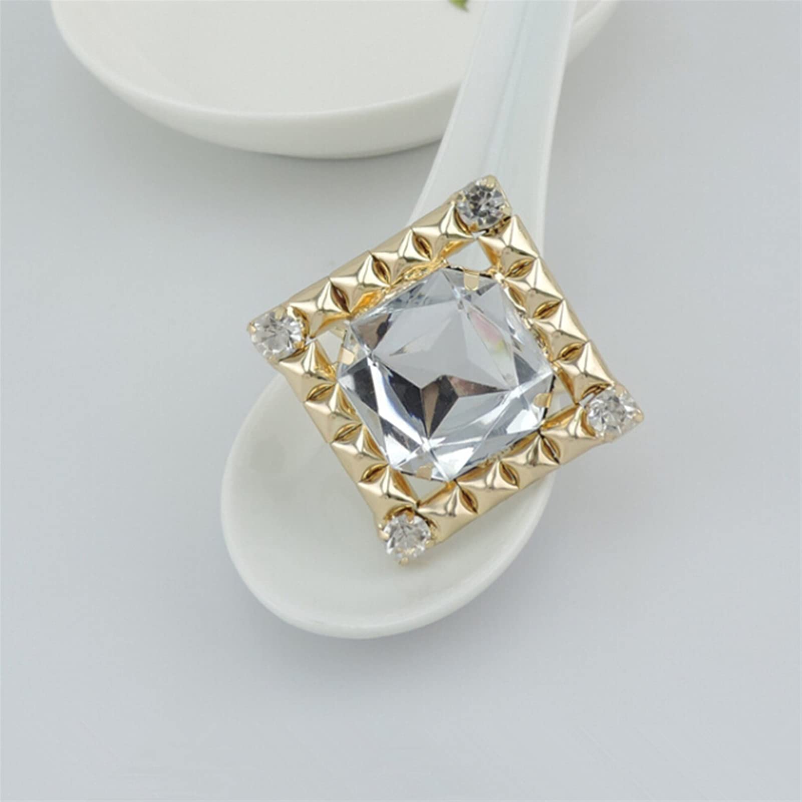 servilletero 12 unids/lote Hotel Anillo de oro Boca de la boca Anillo de servilleta Cuadrado Lattice Metal Bigging Big Stars Hebilla de servilleta de cristal