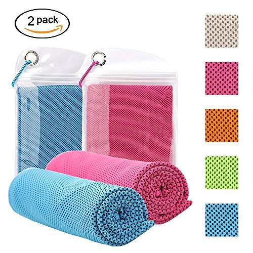 VILLAVIVI Toalla de Enfriamiento Toalla de Hielo Fría Instantánea Toalla Deportiva de Secado Toallas Microfibra Gimnasio Rápido oalla para Correr Senderismo de Golf (Azul y Fucsia) Cover