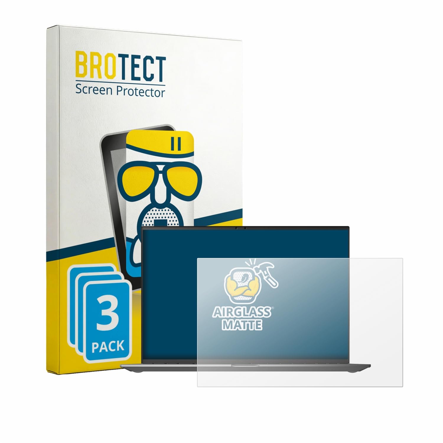 BROTECT 3 Unidades Lámina Cristales para LG gram 16Z90TL-G | Mate Protección Pantalla Made in Germany, Anti-Reflejos Dureza 9H Anti-Arañazos