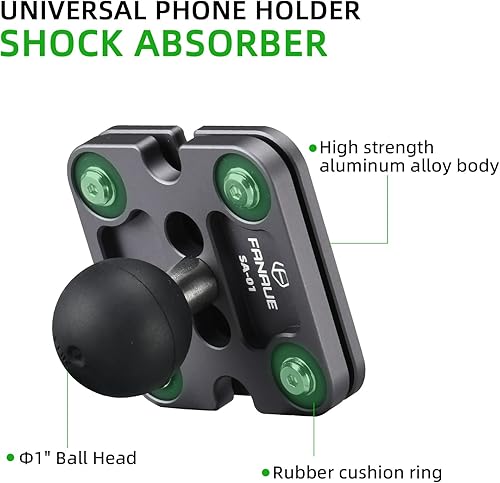 Miniatura 2 de FANAUE Soporte de teléfono de aluminio con adaptador de cabeza esférica de 1" compatible con soportes RAM Tamaño B Brazo de doble zócalo (SA-01)