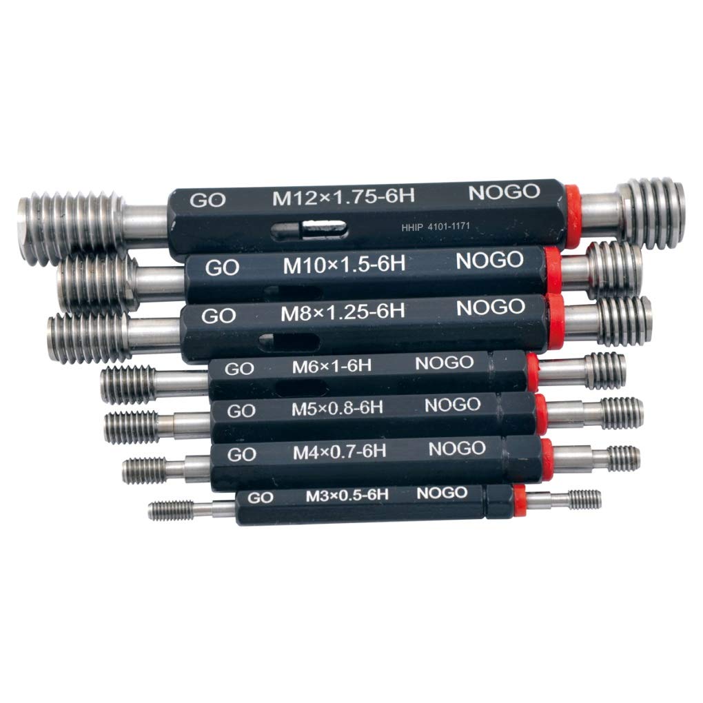 HHIP 41011171 7 Piece H6 Metric GoNogo Thread Plug Gage Set with