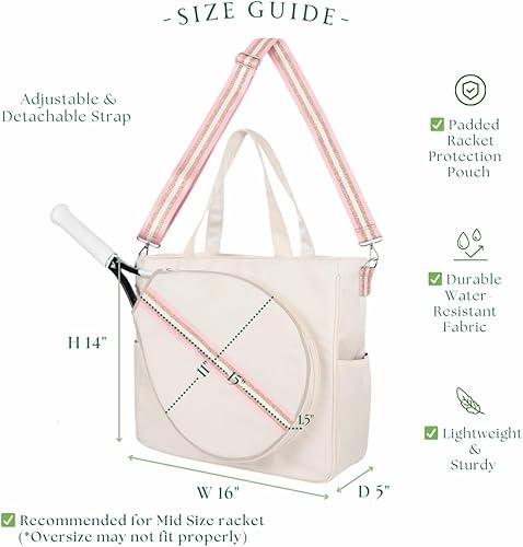 Miniatura 2 de Bolsa de tenis para raqueta deportiva - Bolsas para mujer, bádminton unisex, correa de hombro a rayas, Pickleball