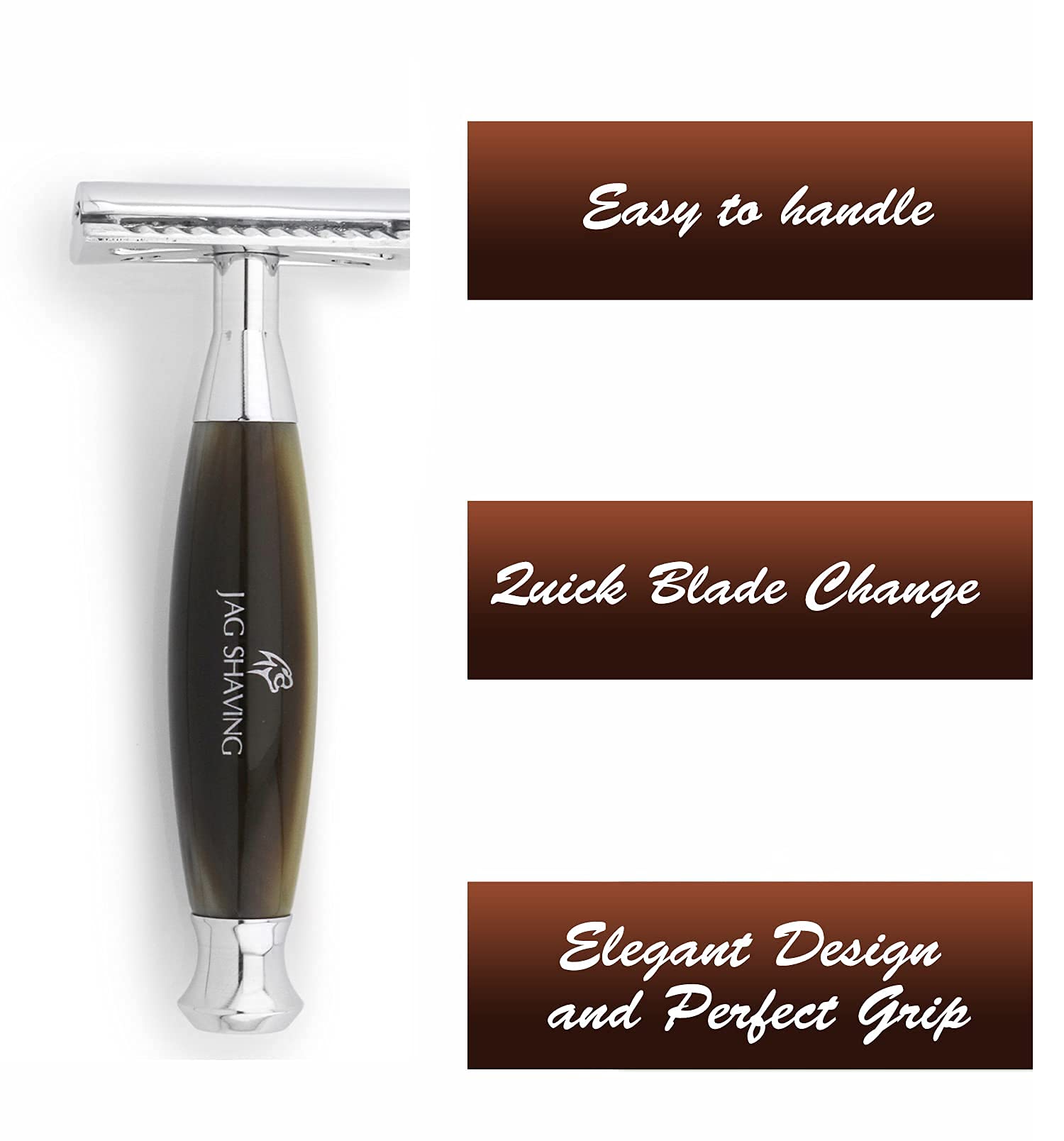 Jag Shaving Kit de afeitado – Juego de 3 piezas – gama Jag's Lee – maquinilla de afeitar de seguridad de doble filo, cepillo de afeitar Silvertip Badger – elegante soporte de afeitado – color verde