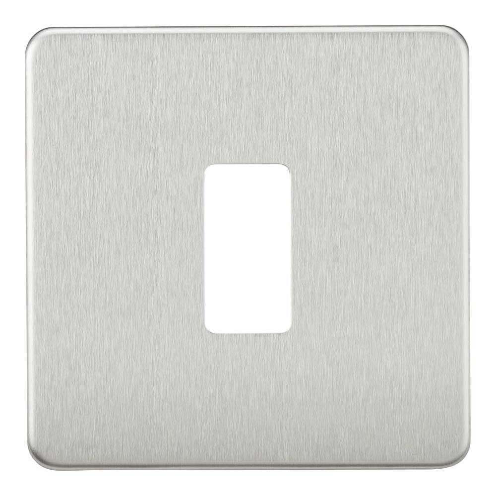 Screwless 1G Grid faceplate - Brushed Chrome