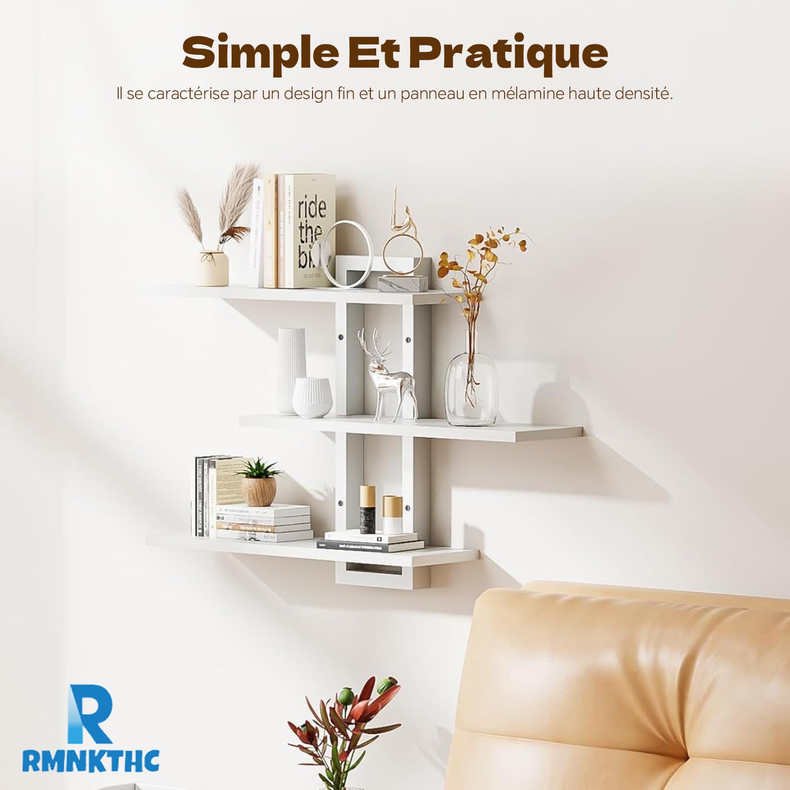 Étagère murale flottante à 3 niveaux, rangement mural