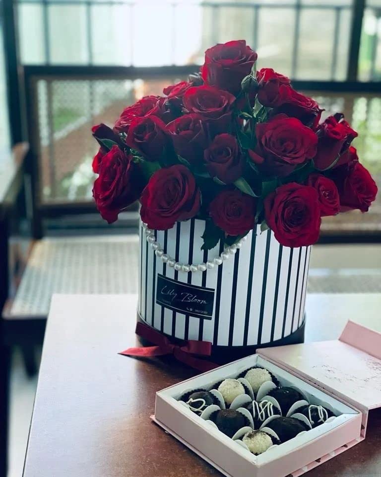 Image of Oasis Paper Gift Box Empty, Decorative, Reusable, Multipurpose Birthday, Anniversary, Wedding, Return Gifts Hamper Packaging (Set of 3) Round Monochrome Balck & White