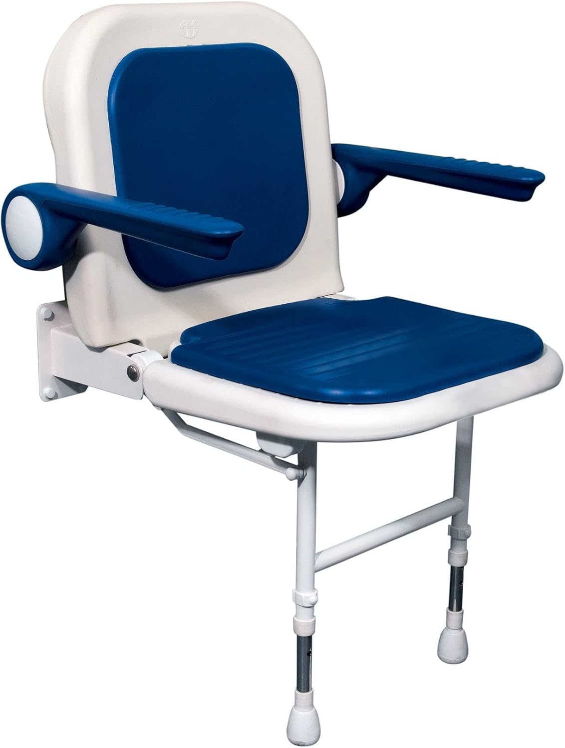AKW 4000 Series Standard Fold Up Shower Seat Blue with Back and Arms