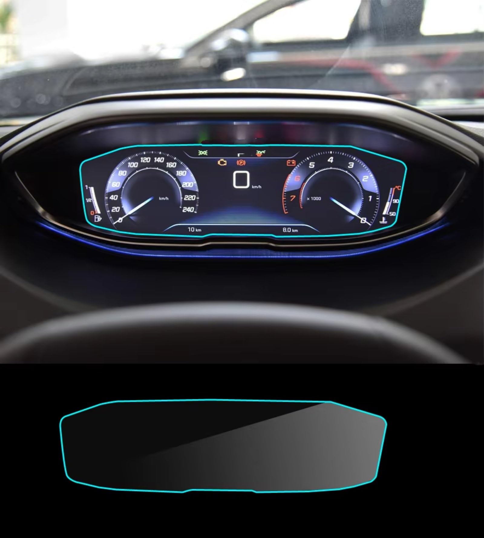Kompatibel Mit Peugeot Für 3008 5008 2017–2020, Auto-Navigations-Display-Schutzfolie, Aufkleber, Armaturenbrett-Schutz, Auto-GPS-Displayschutz Schutzfolie Auto Navi(Only navigation)