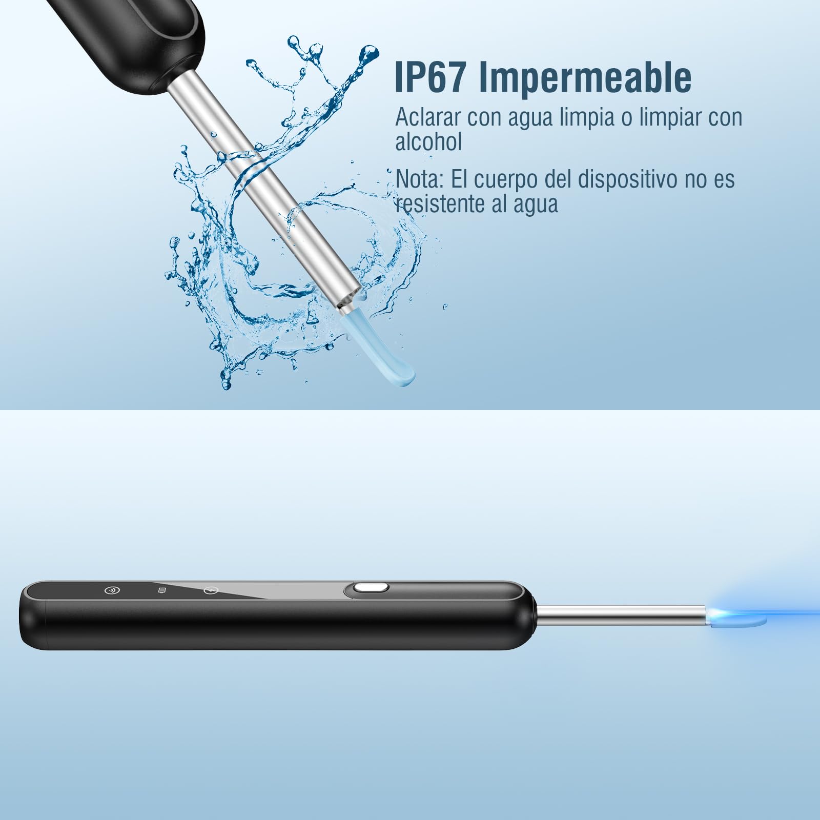 Otoscopio 1080P HD Limpiador Oidos Endoscopio con 6 cucharas para oído 3,5 mm 6 LED con cámara de oído para iPhone, iPad y Android