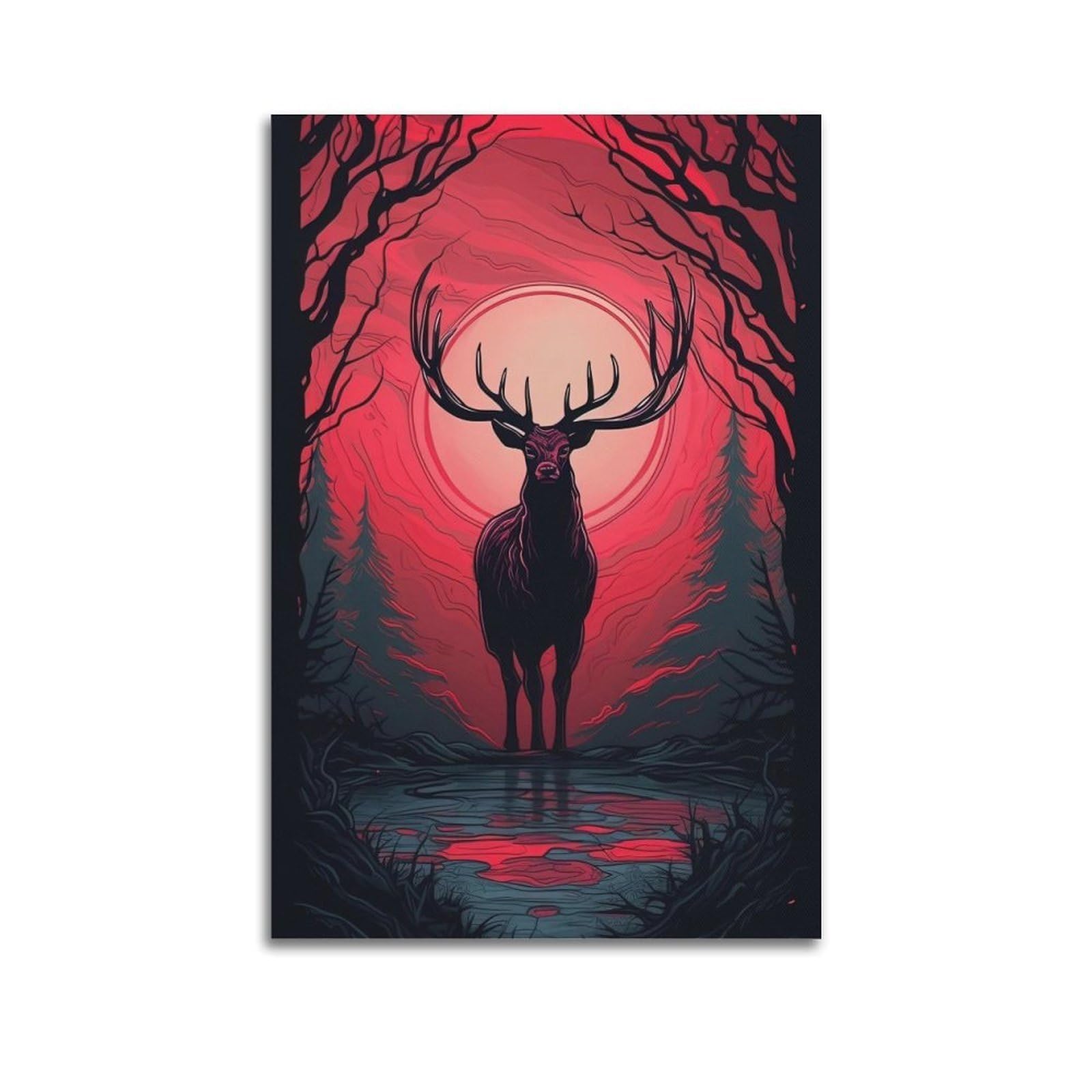 HUIYHB Animal Poster Elk in The Forest Poster Decorative Painting Canvas Wall Posters And Art Picture Print Modern Family Bedroom Decor Posters 20x30inch(50x75cm)