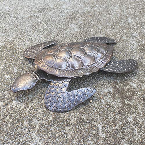 Sea Turtles, Beach Metal Art, Set Of 2, Nautical Wall Hanging Figurines Home Decoration, Under The Sea Marine Life Animals, Handmade In Haiti 6 X 7.75 Inches Haitian Metal Plaques #TOP5