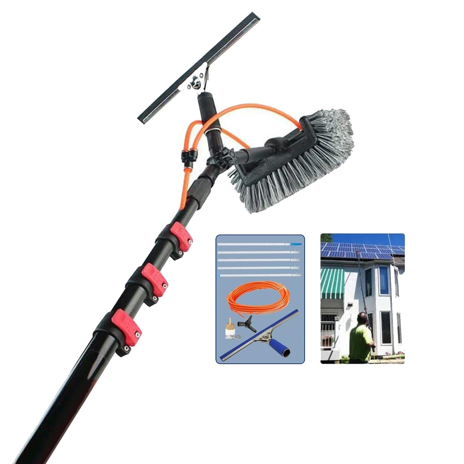 YHKJLYH Telescopic Window Cleaning Brush 36ft/10.8m - Retractable Solar Panel & Photovoltaic Cleaner 5.4m/18ft Reach for Easy Window & Solar Cleaning