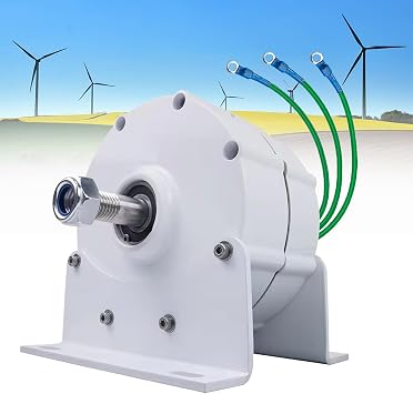 Permanent Magnet Generator with Base 12000W 3 Phase Alternator Aluminum Alloy Permanent Magnet Electric Motor Generator for Vertical Horizontal Wind, White,12V