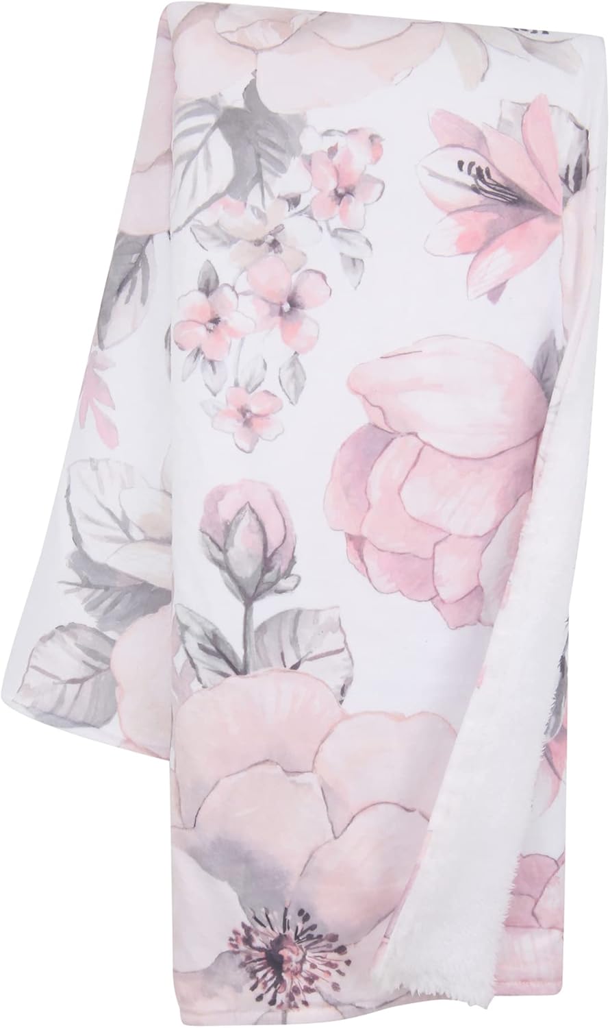 Lambs & Ivy Botanical Baby Watercolor Floral Pink Fleece Baby Blanket Lambs & Ivy Botanical Baby Watercolor Floral Pink Fleece Baby Blanket
