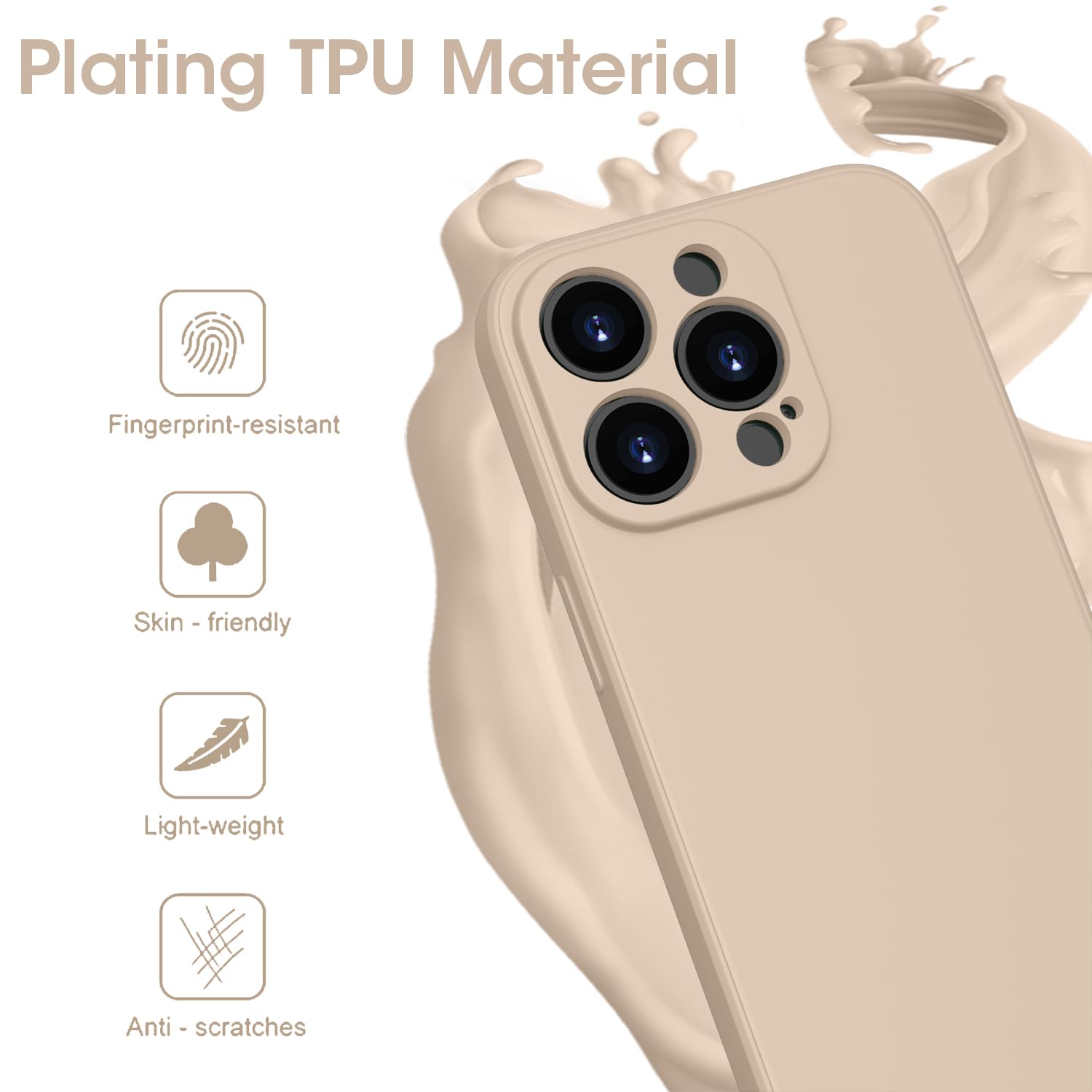 KPPIT iPhone 15 Pro Max Silicone Case 6.7-Inch,Shockproof Cover with Microfiber Lining,Silky-Soft Touch Full-Body Protective Phone Case(Khaki) - Image 3