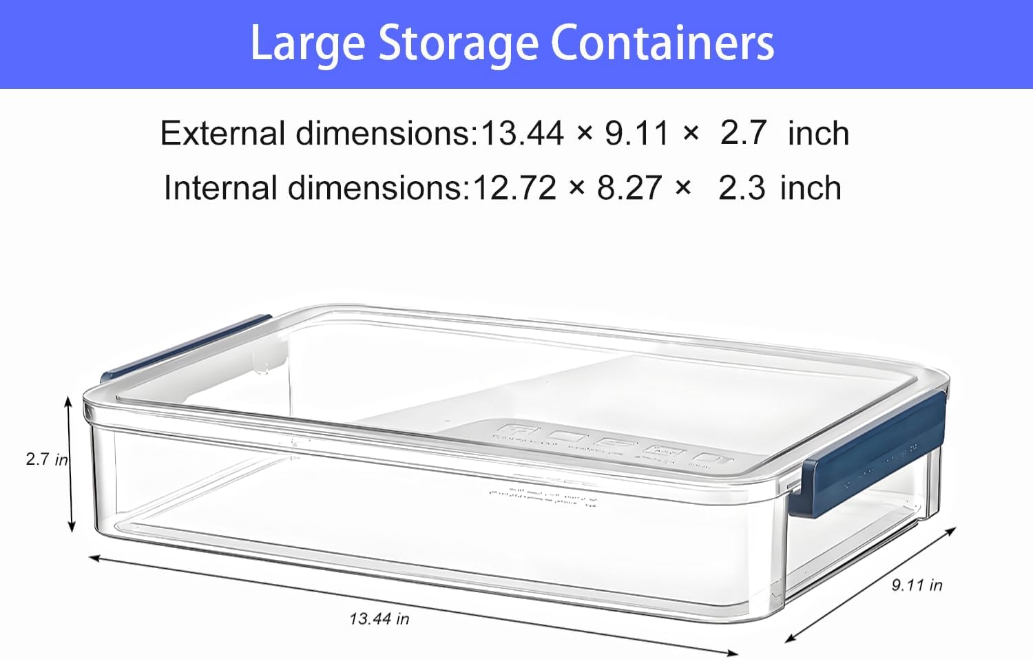 2 Pcs Plastic Portable Project Case, Clear Stackable Storage Boxes Organizer for A4 Files, Scrapbooks, Art Supplies (‎Blue Latch, Large)