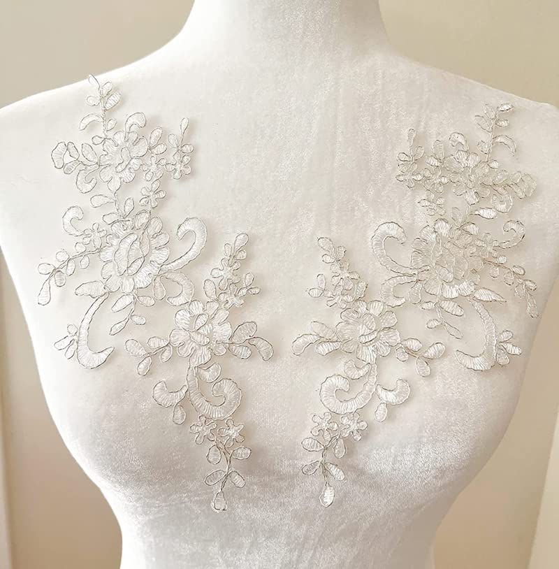 Amazon.com: 1 Pair Flower Sew On Lace Patches Embroidery Applique Repair  for Wedding Dresses 25 * 12cm(Gold) : Arts, Crafts & Sewing