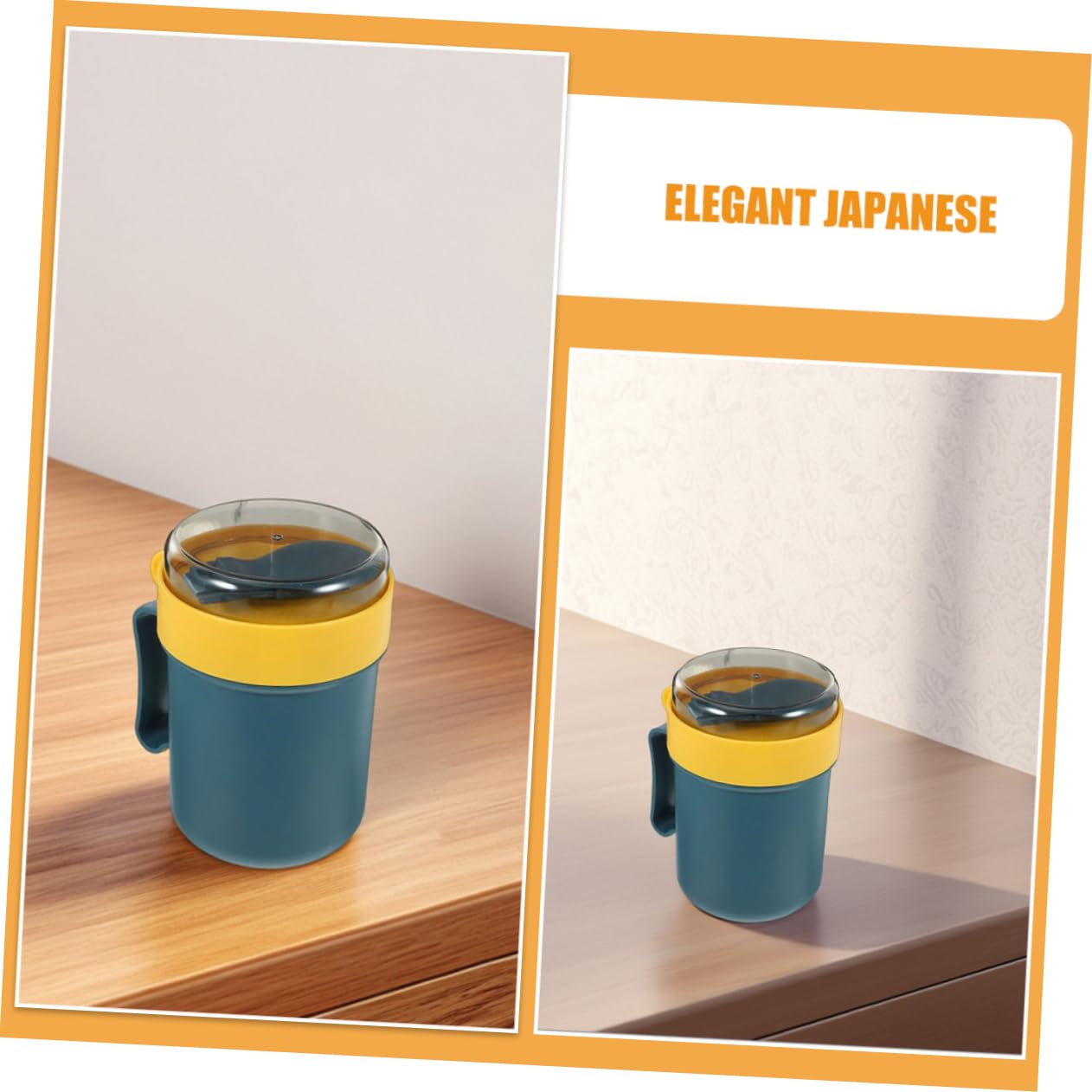 Ciotole da Zuppa con Coperchio e Cucchiaio, Contenitori per Alimenti Caldi da Viaggio, Tazze per Microonde 500ml, Set 3 Pezzi Colore Blu, Adatte per Zuppe, Cereali e Colazione