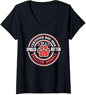Womens Certified Dog Mom to a Spoiled Rotten English Boodle V-Neck T-Shirt