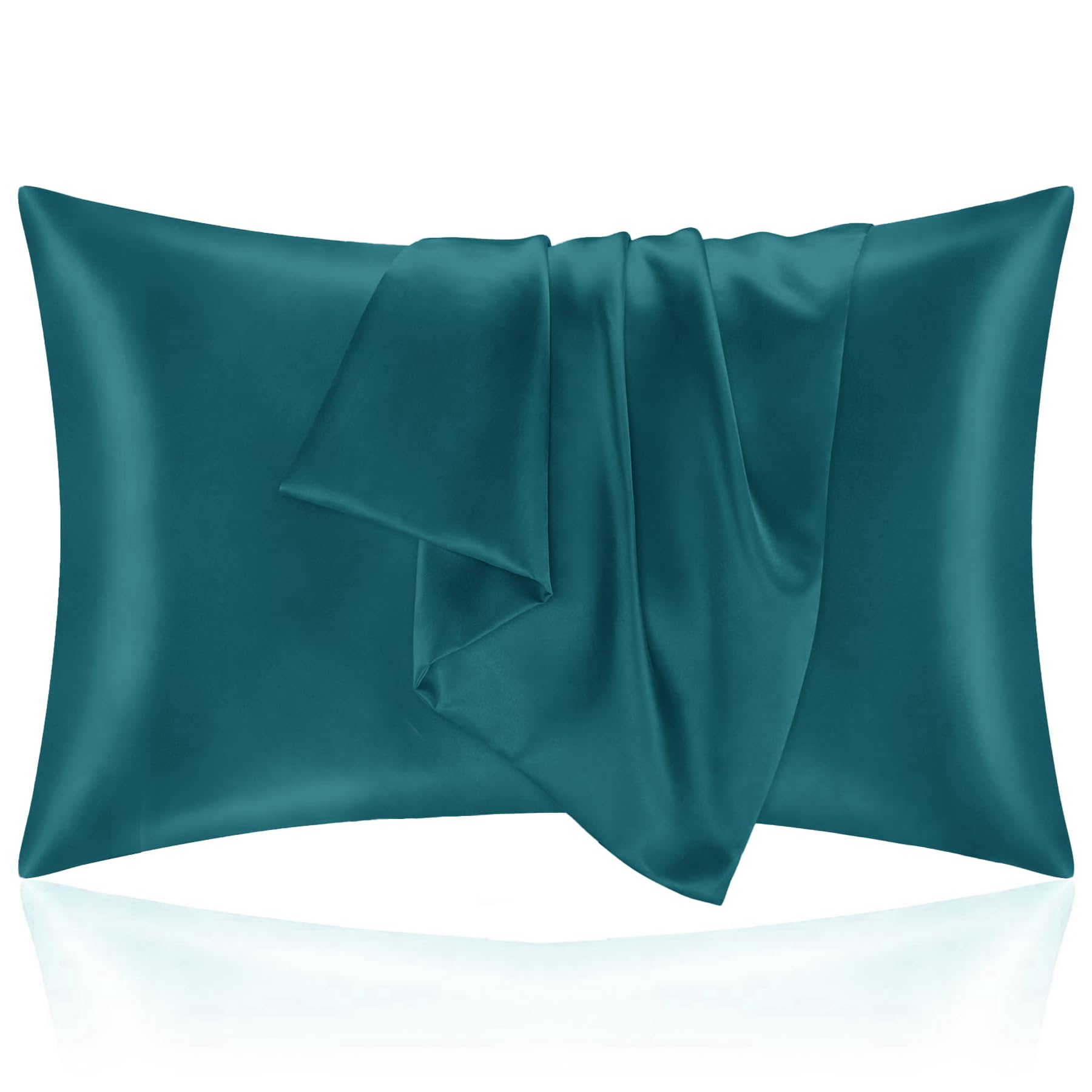 Pillow Cases Bed 50 x 80 cm Satin – Silky Pillowcase Protect Skin and Hair – OEKO-TEX – Super Soft and Hypoallergenic – 2 Pieces Pillowcase with Zip Blue Green