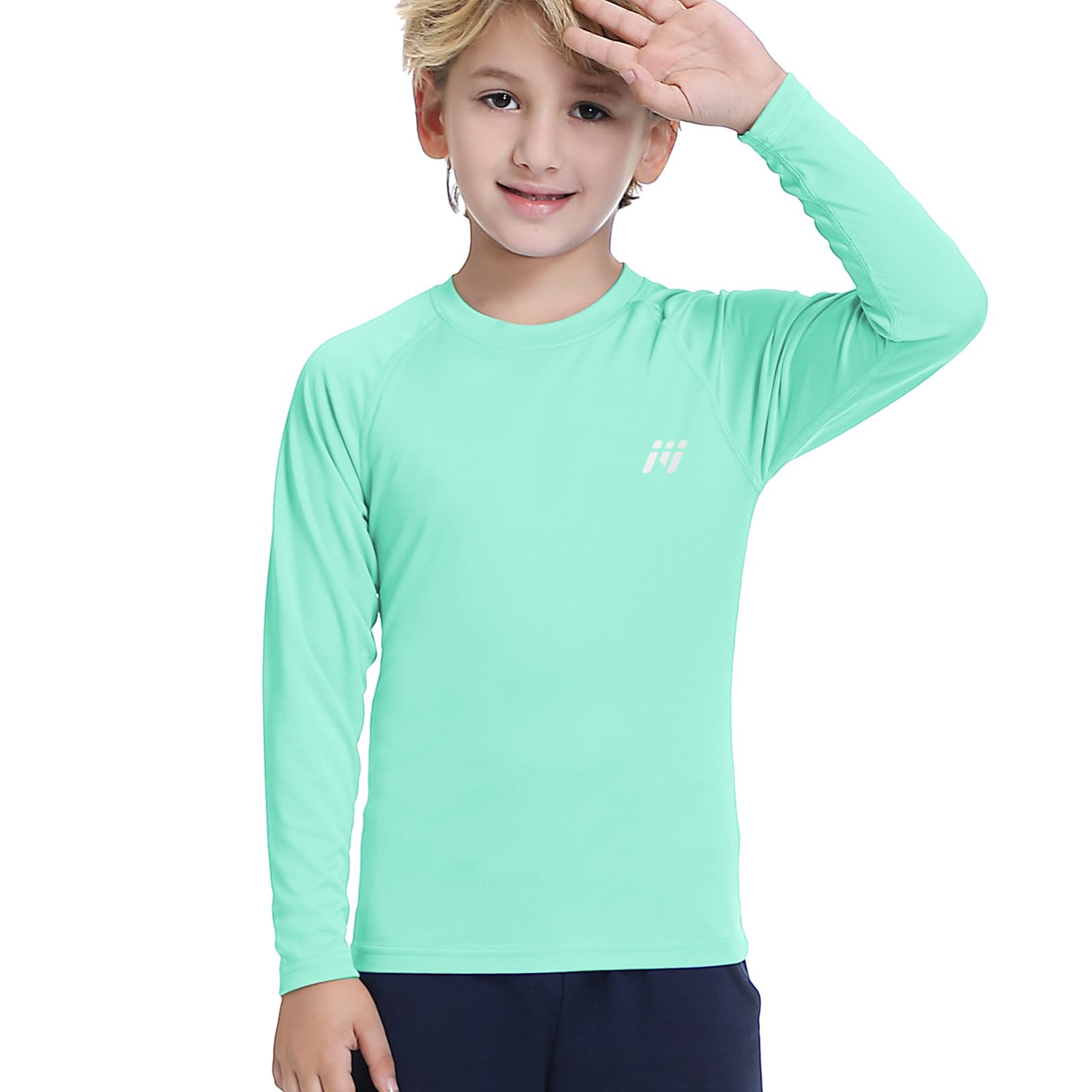 MEETHOO Kinder UV Shirt UPF50+ Schwimmshirt Badeshirt Langarm Schnelltrocknend Rashguard Rash Vest für Jungen