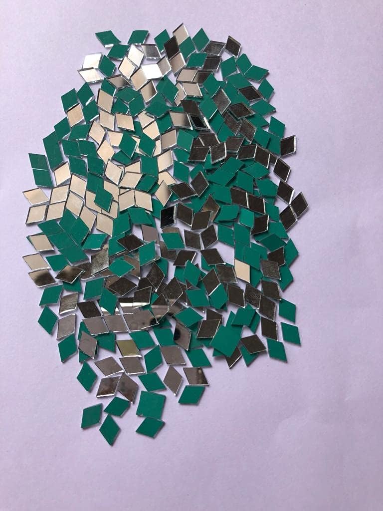 Kavya Fashion Diamond Shape Mirror Kit For Jewellery Making,Other Craft Work Like Project & Lippan Art, Mud Work (Total-200 Piece)[Free Fabric Glue Cone] (Diamond, Framed, Wall Mount), White