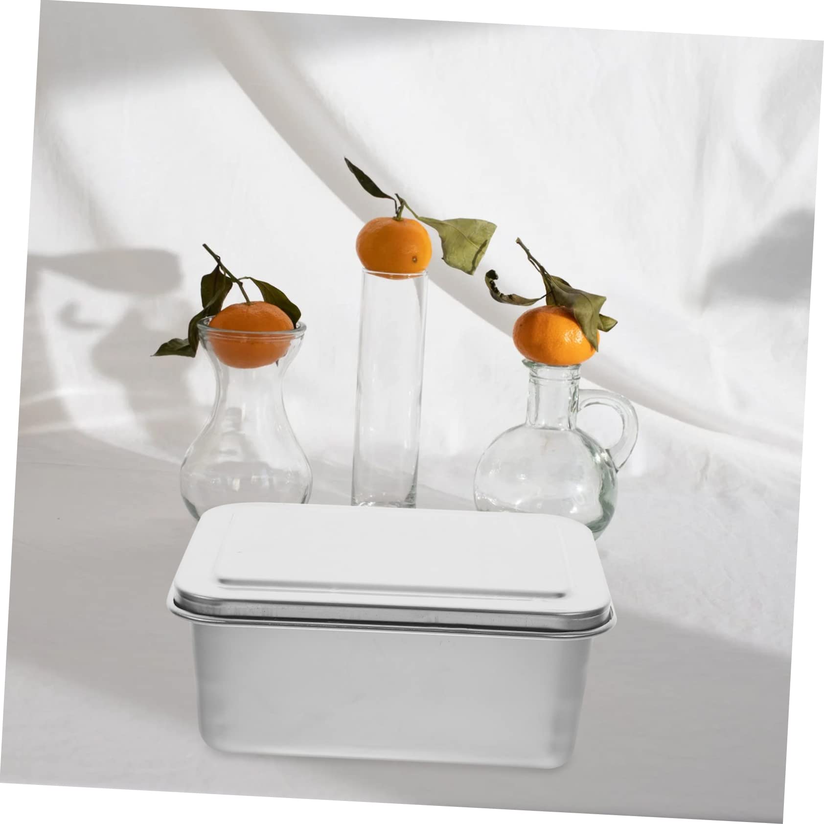 OUNONA Stainless Steel Baking Pan Rectangular Cake Tin Lid for Tiramisu Banana Bread Meatloaf