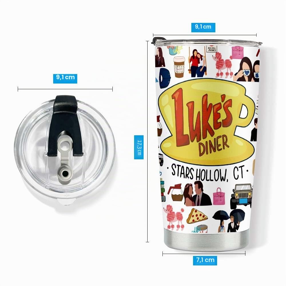LONGXIN Gilmore inspirierter Trinkbecher, Geschenk für Mädchen-Fans, Edelstahl, 590 ml, Luker's Dinner inspirierte Geschenke für Mutter, Mädchen, Tochter, Schwester, Freund