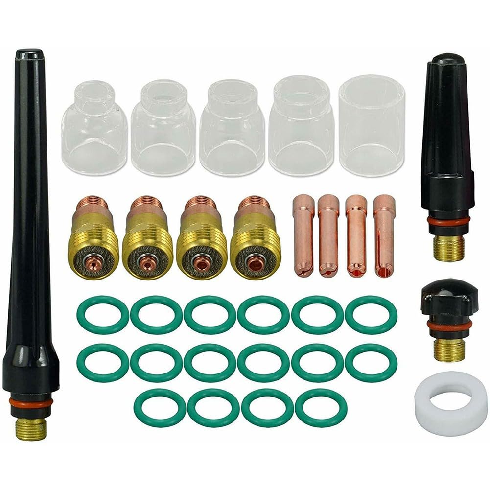 Lentilles à gaz TIG WP 26 pour soudage de précision en angle kit 33 pièces