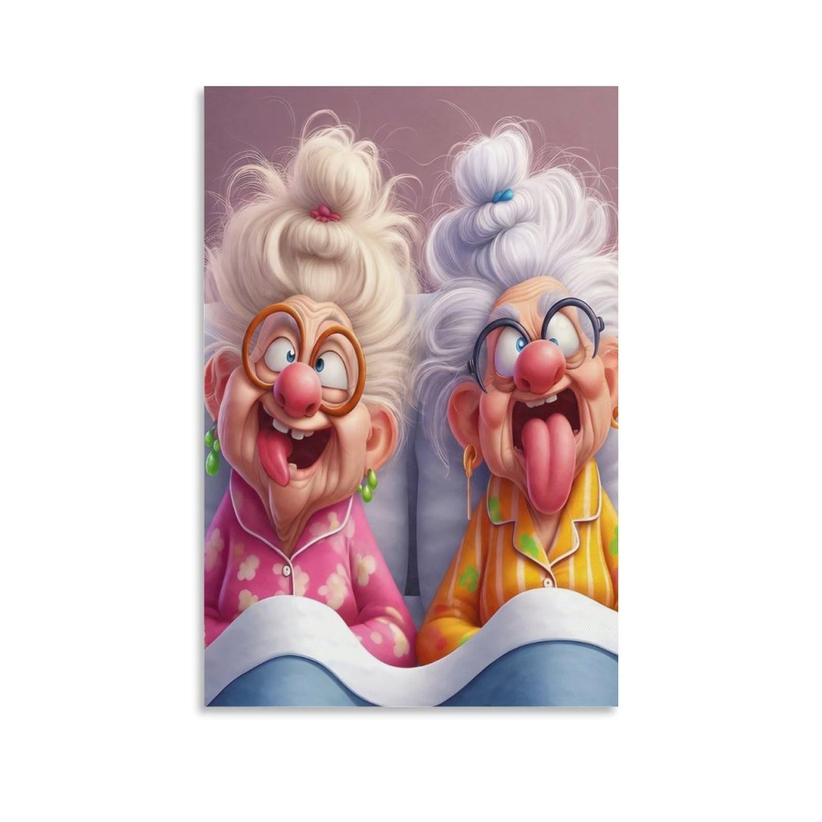 DHBANEIOK Elderly Women Cartoon_1 Poster Artwork Giclee Canvas Prints Modern Canvas Wall Art Picture Wall Hanging for Home Decorations 12x18inch(30x45cm)