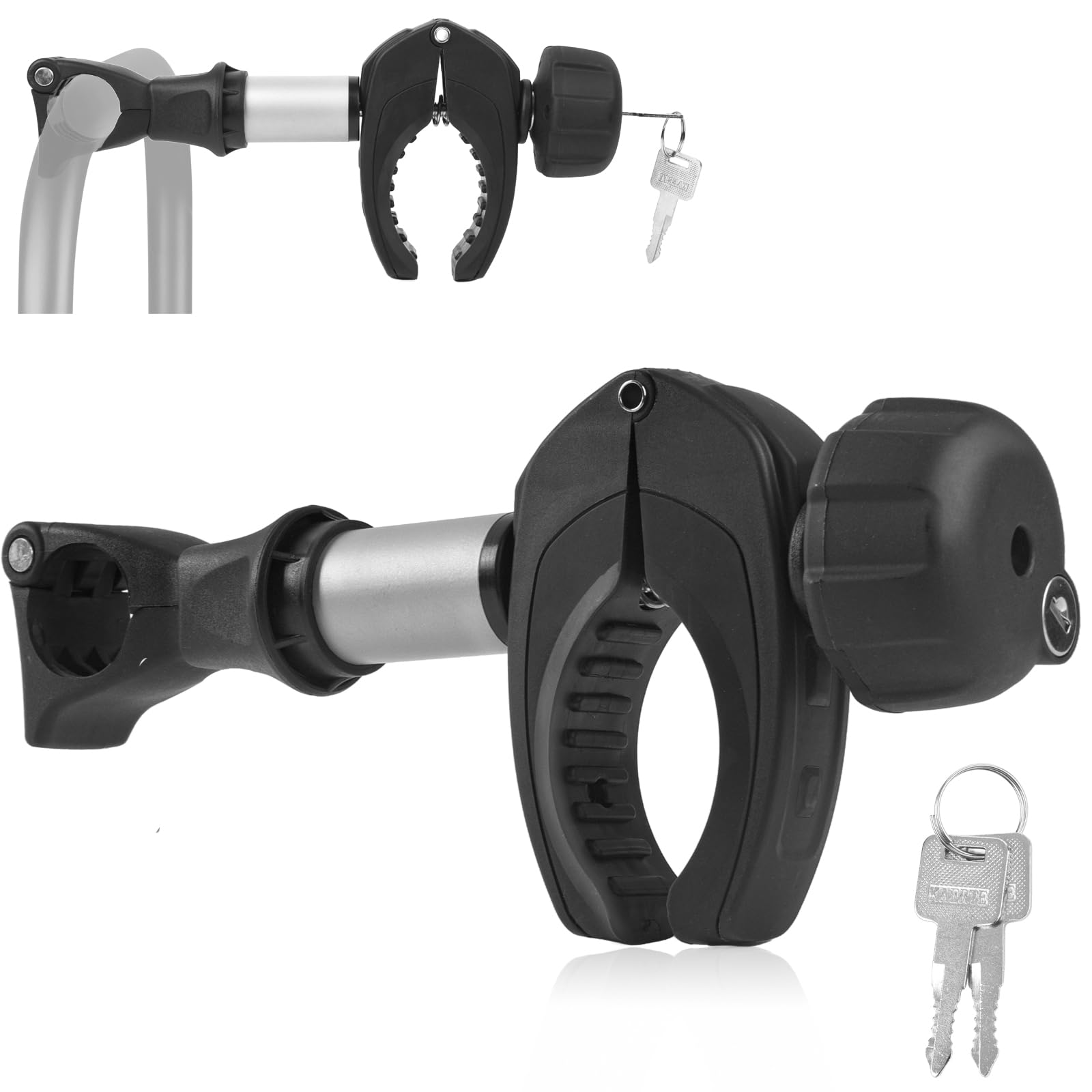 Sorlpv Rahmenhalter für Fahrradträger 25CM Länge, Universal Kurze Fahrradrahmenhalter Abschließbare, Alu Rahmenhalter für U-Bügelrohr: Ø 2,5-3cm, für Rahmendurchmesser des Fahrrads: Ø 3-6cm