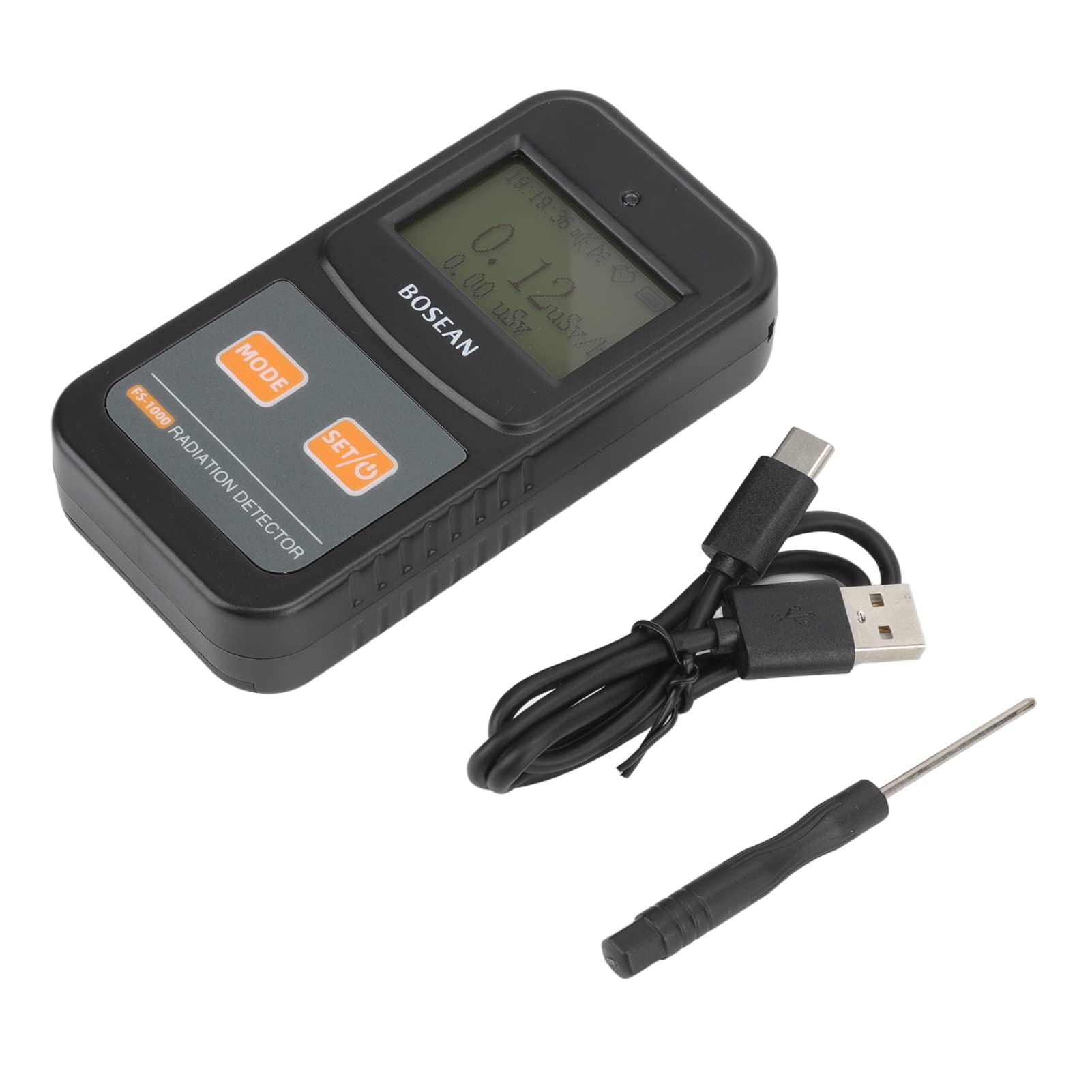 FS 1000 Digital Geiger Counter Nuklearstrahlungsdetektor Beta Gamma Röntgenstrahlen Radio -Detektor Black Professional Tragbares Strahlungsmessgerät für Sicherheit und