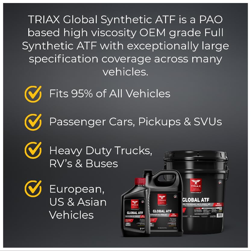 TRIAX Global ATF, Full Synthetic OEM Grade Automatic Transmission Fluid, Fits 95% of US, European, and Asian Vehicles, Compatible with TES 295, Dexron VI, Mercon V, and Many Others (5 Quart Jug) - Image 5