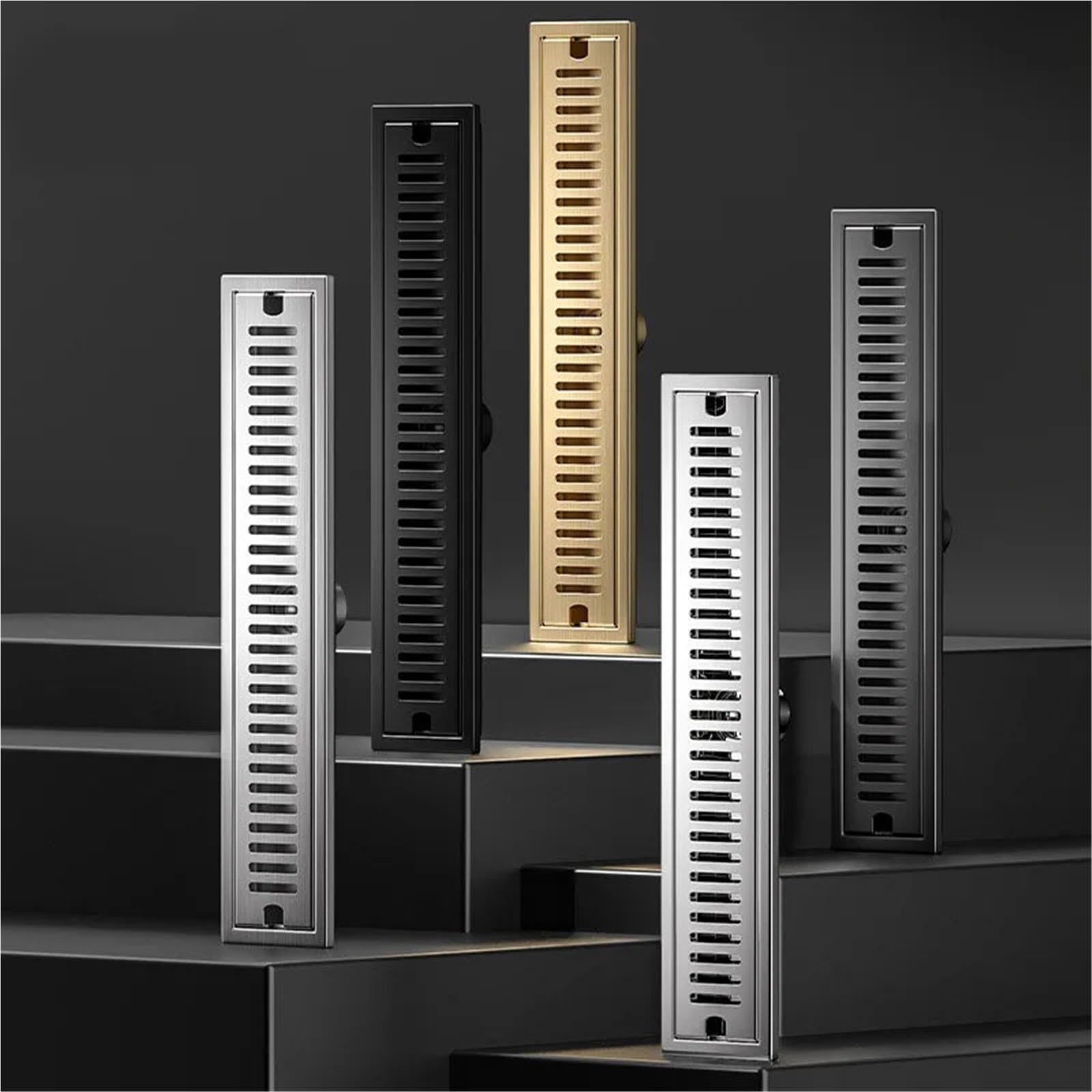 Desague Ducha Lineal Desagüe De Piso Largo Dorado Rectangular
