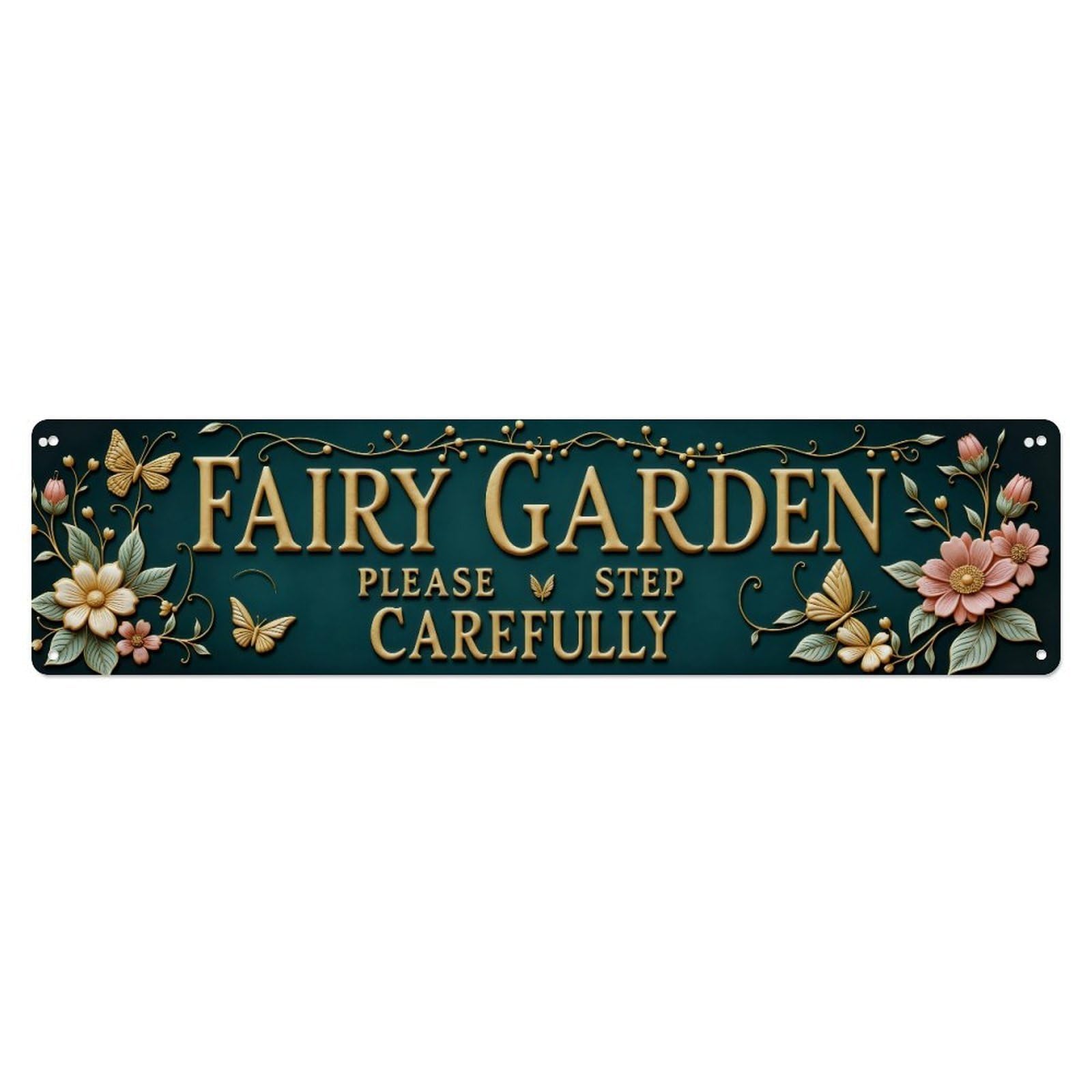 Fairy Garden Floral Butterflies Sign Metal Tin Sign Plaque