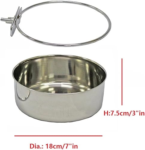 Miniatura 7 de Copas de acero inoxidable para perros y mascotas con soporte de abrazadera, jaula desmontable para perros y gatos, cuenco colgante de perrera,
