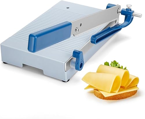 Cortador de queso multiusos con tabla, esfera de grosor ajustable, tabla de cortar con hoja de acero inoxidable para mantequilla spam y más para