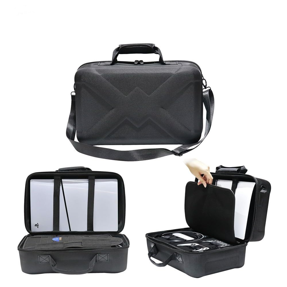 Custodia rigida per PS5 Slim Console Organizzatore Borsa di stoccaggio con cinghia regolabile Compatibile con PS5 Slim Digital e Optical Drive Edition