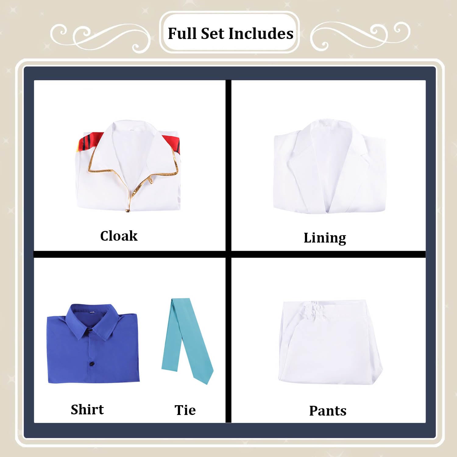 Anime One Piece Monkey D Garp Cosplay Costume Tenue Portgas D Ace Jeu de Rôle Uniforme Blanc Cape Chemise Ensemble Complet Halloween Carnaval Fête Habiller pour Hommes
