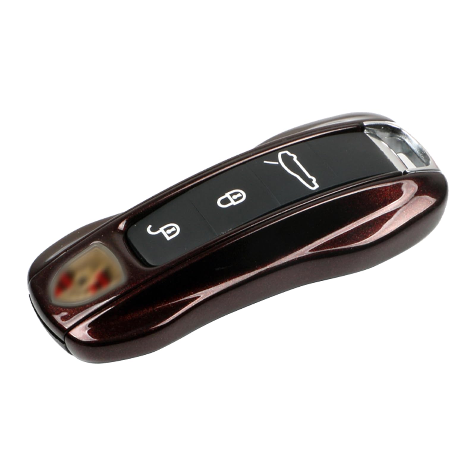 Jaronx Compatible with Porsche Key Fob Cover for Cayenne Panamera 2018-2024, Carrera Taycan Accessories 2020-2024 (Mahogany Metallic-New)