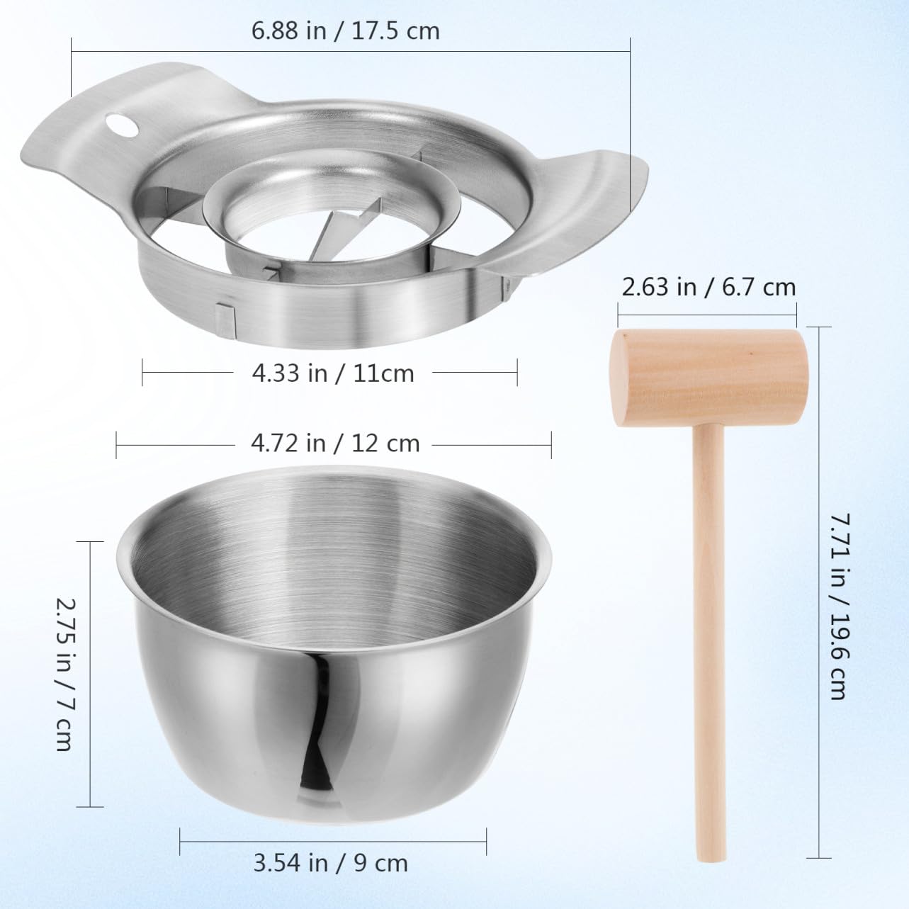Peladora Granadas Acero Inoxidable con Cuenco y Martillo de Madera Utensilios Cocina para Desgranadora Granada Herramienta para Pelar Frutas Fácil Limpiar