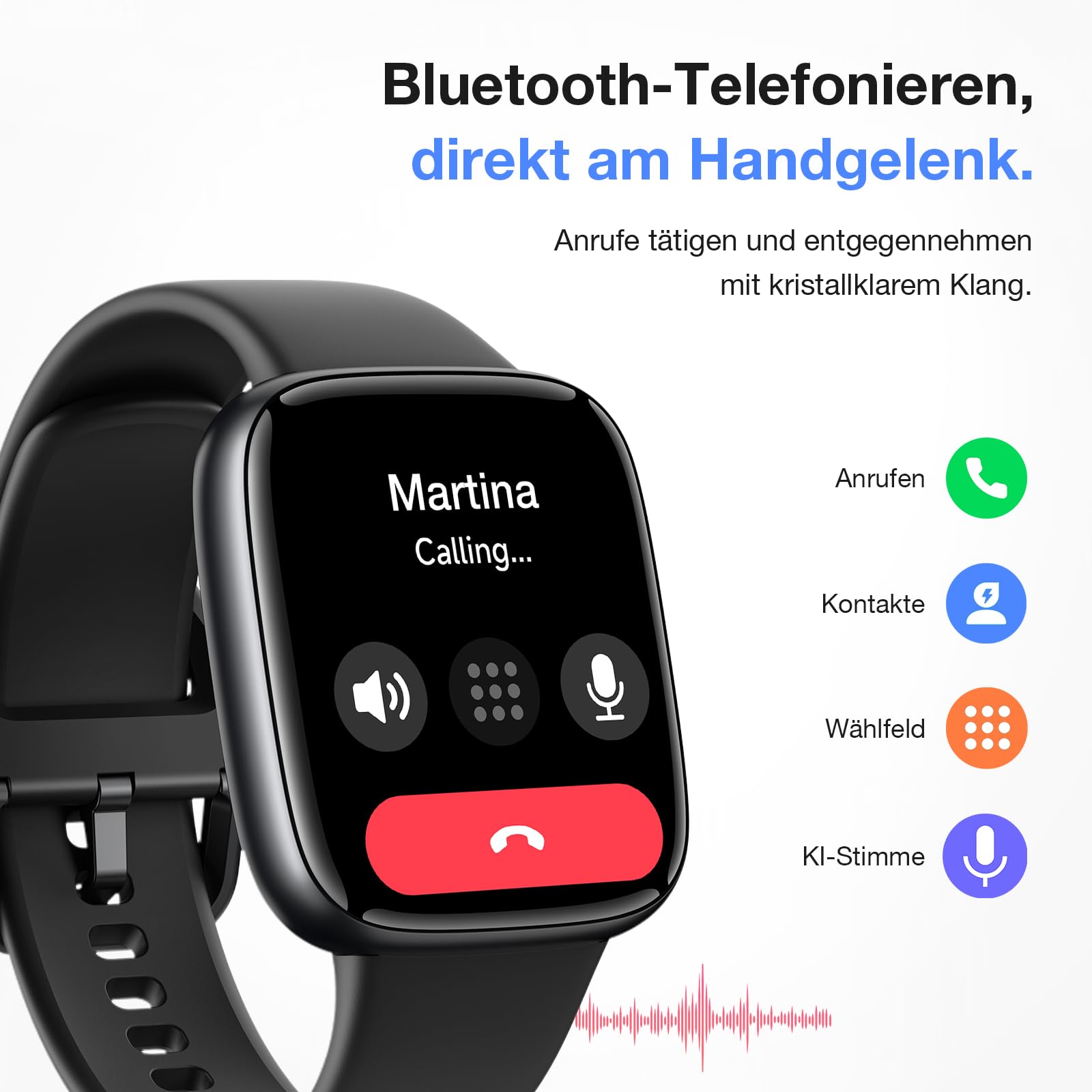 Smartwatch Damen Herren, 1,85″ AMOLED Touchscreen, Fitness Tracker mit Bluetooth Anrufen & KI, Herzfrequenz, SpO2, Schlaf- & Frauenzyklus-Tracking, 100+ Sportmodi, 3ATM Wasserdicht für iOS & Android