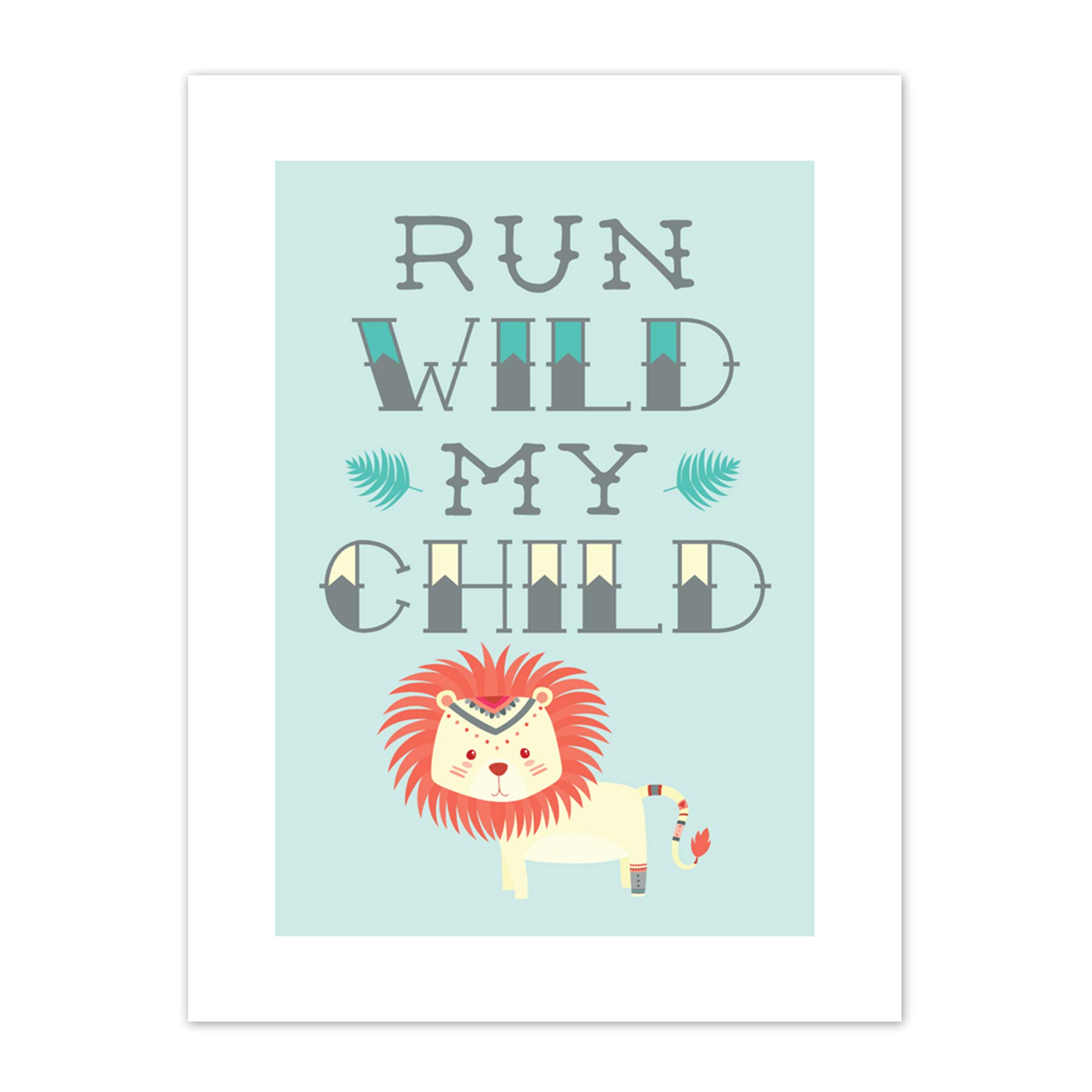 Kids Run Wild my Child Pastel Lion Canvas Wall Art Print