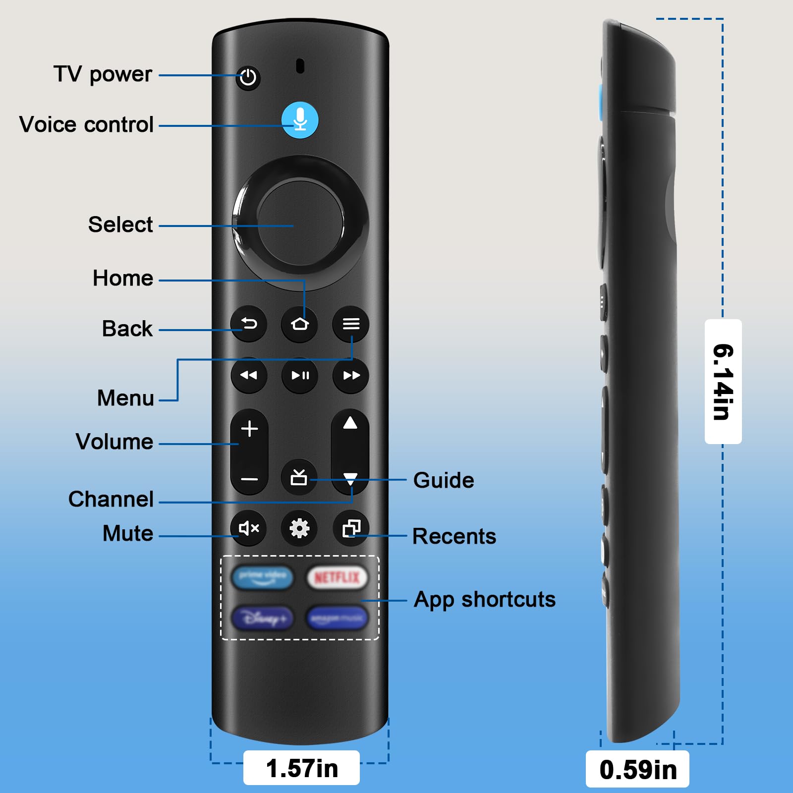 Telecomando Vocale Sostitutivo 4th Gen per AMZ Smart TVs-Stick(2nd Gen & 3rd Gen)/Lite,4K,4K Max,Per AMZ Smart TV Cube (2nd Gen & 3rd Gen) TVs