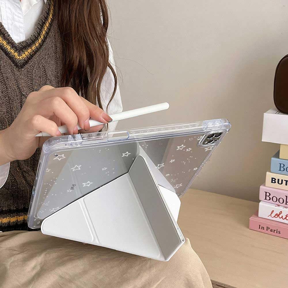 Cute Kawaii Y2K Star Tablet Case for iPad A16 2025/iPad 10th Gen 10.9 Inch 2022 with Pencil Holder, PU Leather Soft TPU Back Cover (for iPad A16 2025/iPad 10th Gen 10.9 Inch 2022)