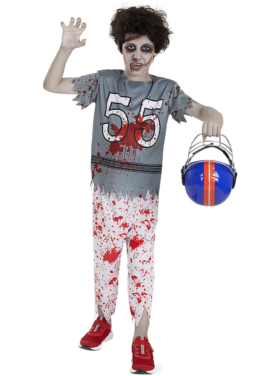 Funidelia | Disfraz de jugador de rugby zombie para niño Muerto Viviente, Terror - Disfraz para niños y divertidos accesorios para Fiestas, Carnaval y Halloween - Azul